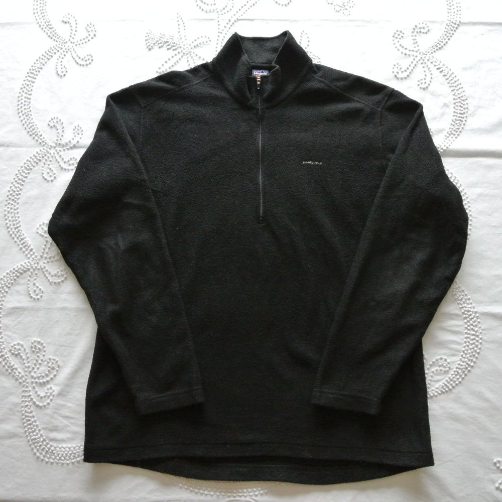 Vintage Patagonia 90s Capilene Black Quarter Zip Pullover Fleece Men's Large